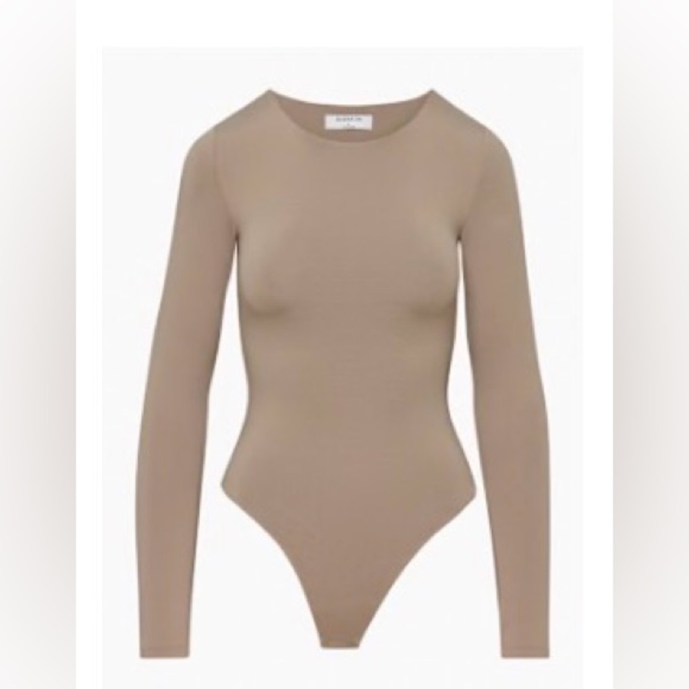 Aritzia Babaton Contour Bodysuit - Taupe - Long Sleeve - Size M - Picture 2 of 4
